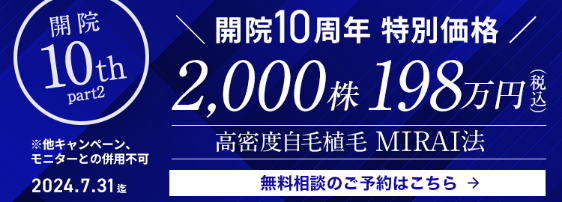 開院10周年特別価格 MIRAI 2,000株198万円